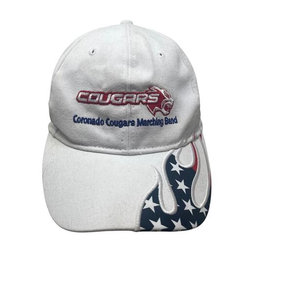 Coronado Cougars Marching Band Hat Mens OneWhite USA Flag Flames Embroidered - Picture 9 of 11
